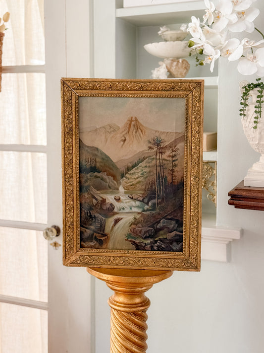 Antique Landscape of Mount of the Holy Cross, Colorado |Antique Alpine Mountain Landscape in Gilt Frame