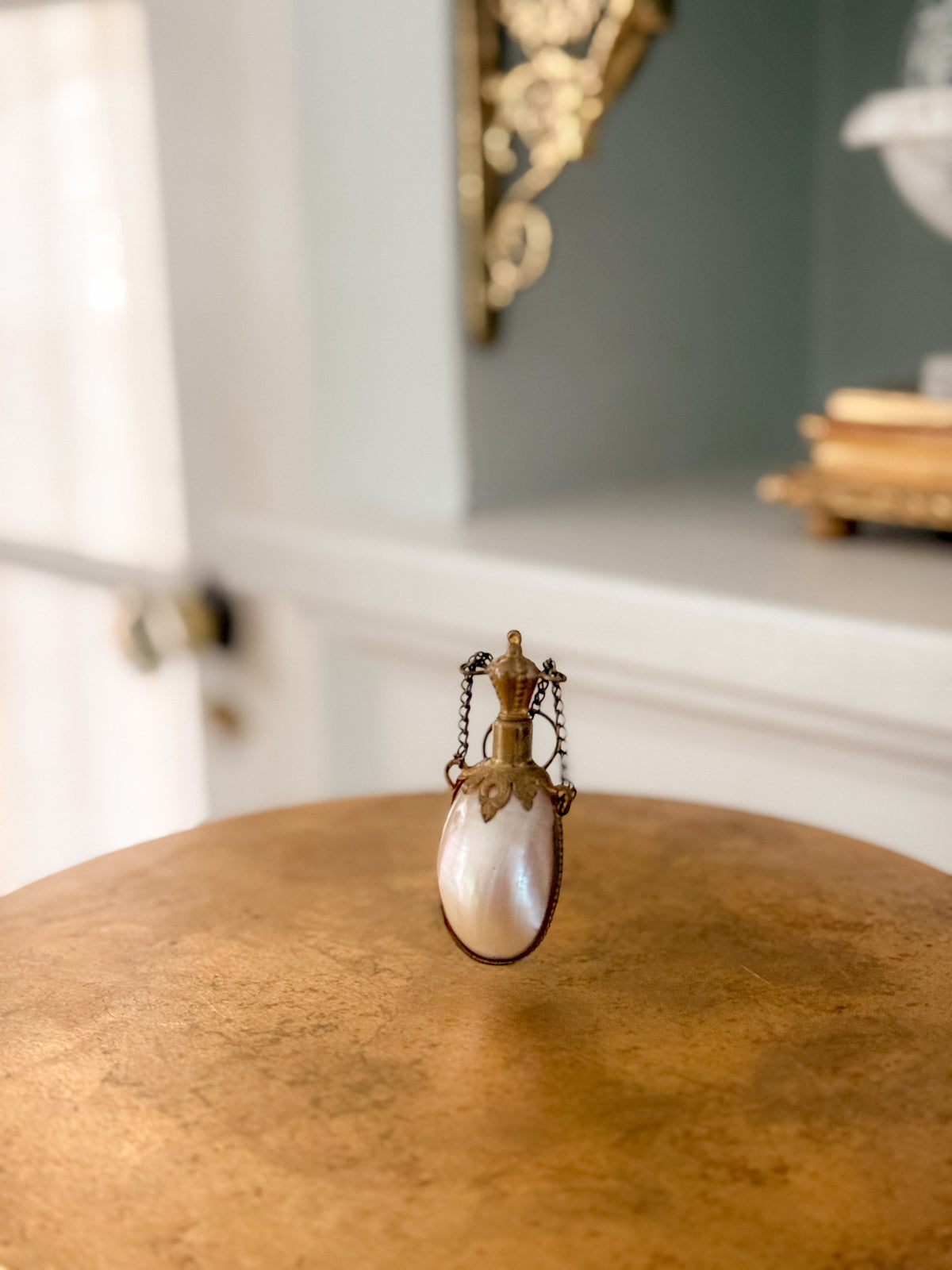 Antique French Royal Palais Mother-of-Pearl Chatelaine Scent Bottle