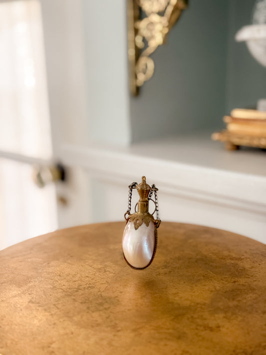 Antique French Royal Palais Mother-of-Pearl Chatelaine Scent Bottle