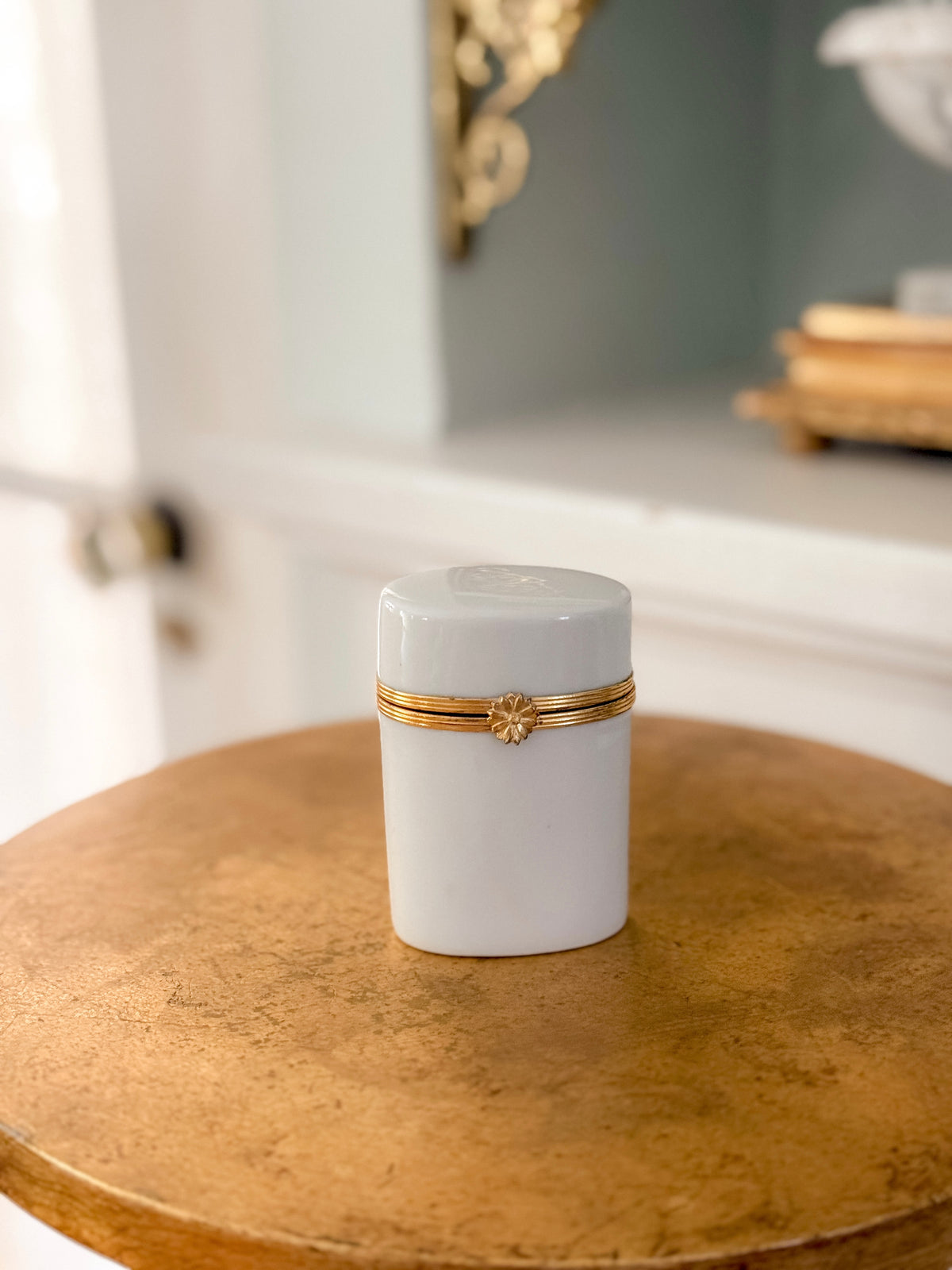 Limoges France White Porcelain Lidded Trinket Container