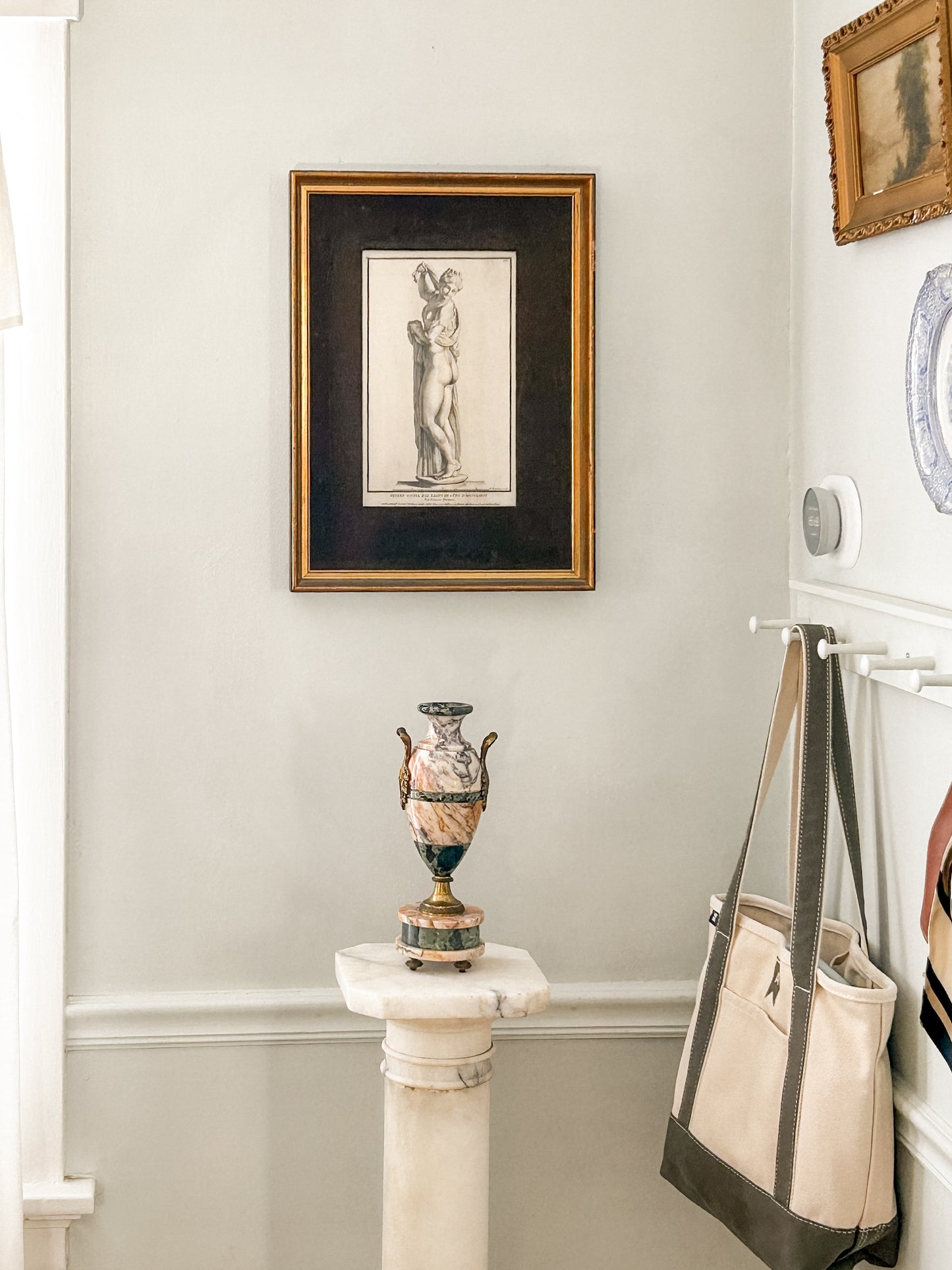 Pair of Marble Cassolettes with Bronze Handles