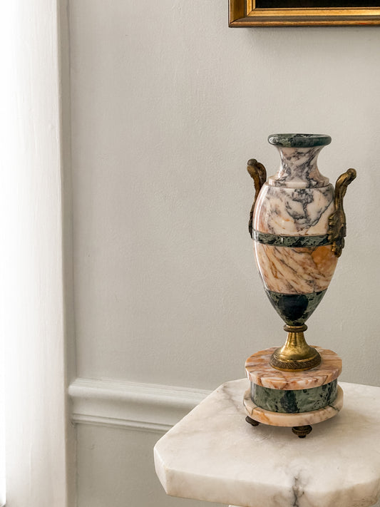 Pair of Marble Cassolettes with Bronze Handles