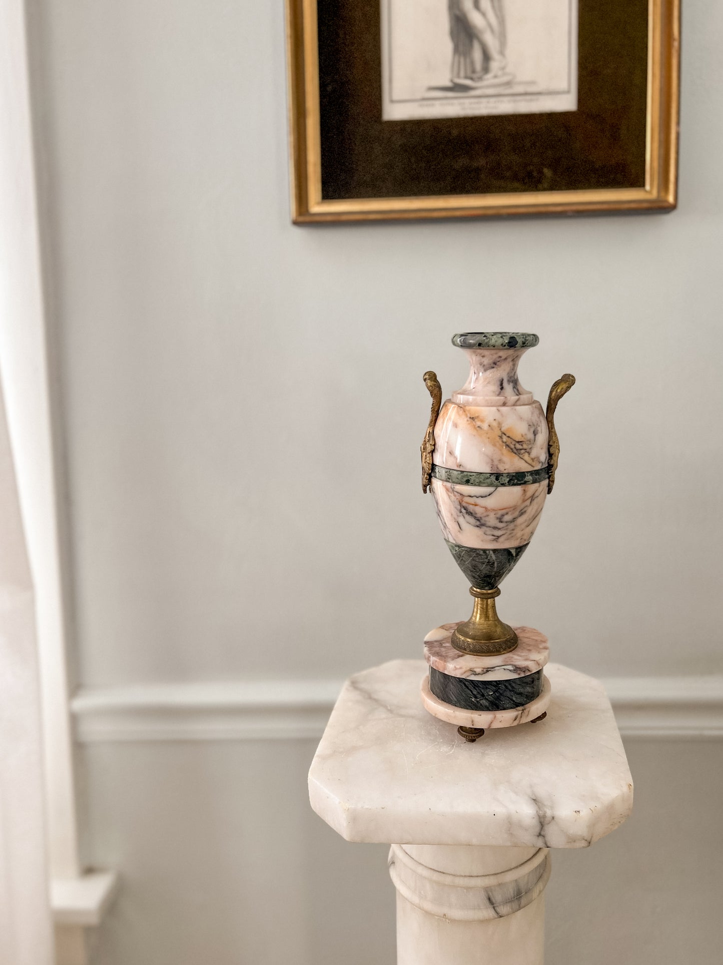 Pair of Marble Cassolettes with Bronze Handles