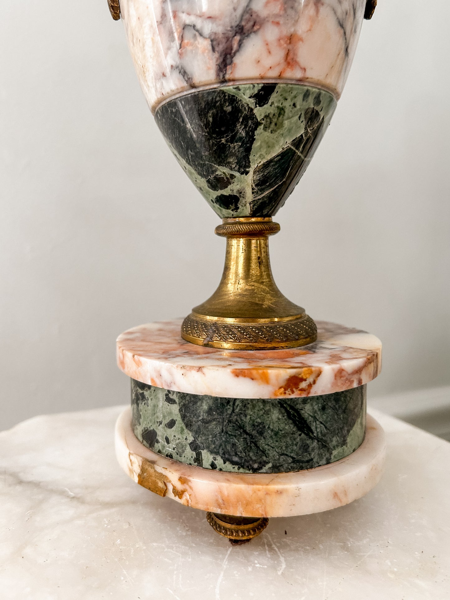 Pair of Marble Cassolettes with Bronze Handles