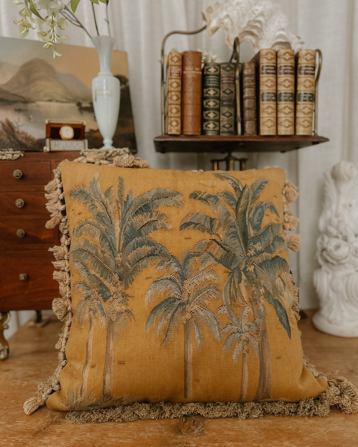 Vintage Palm Tapestry Pillow