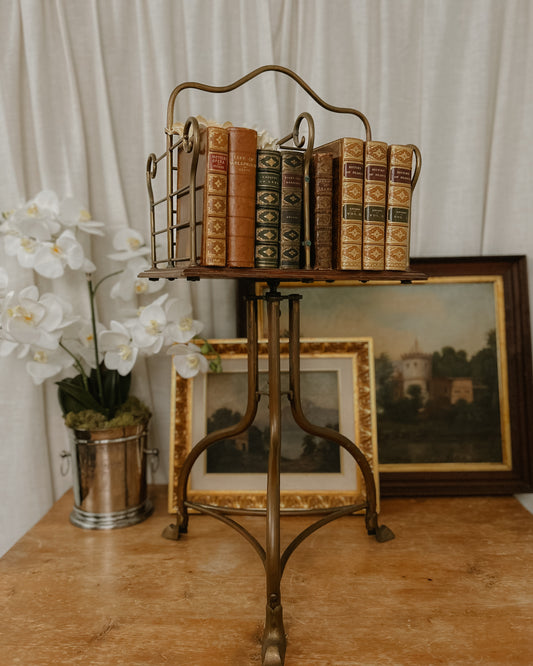 English Brass and Oak Book Stand, Late 19th Century