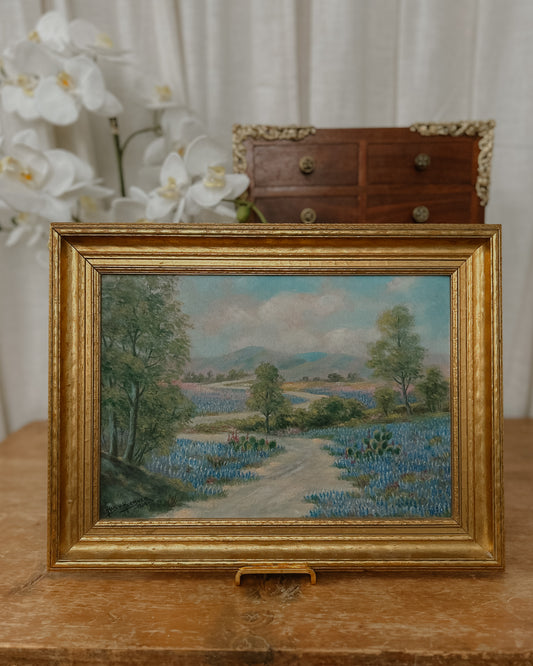 1934 Texas Bluebonnets Oil Painting, Hans Von Huebner