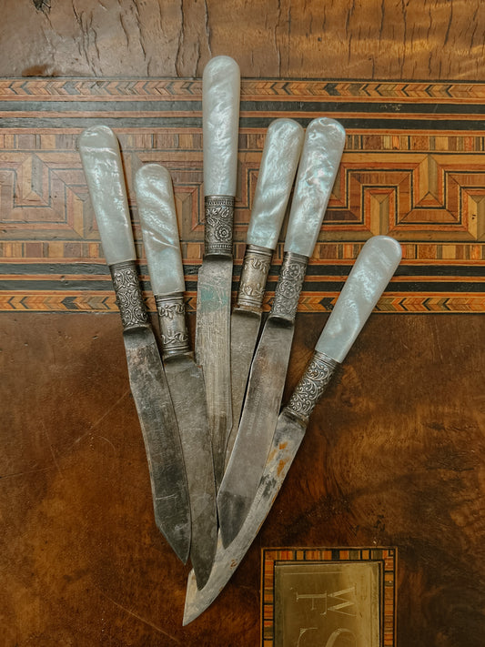 Set of 6 Mother of Pearl Cheese Knives