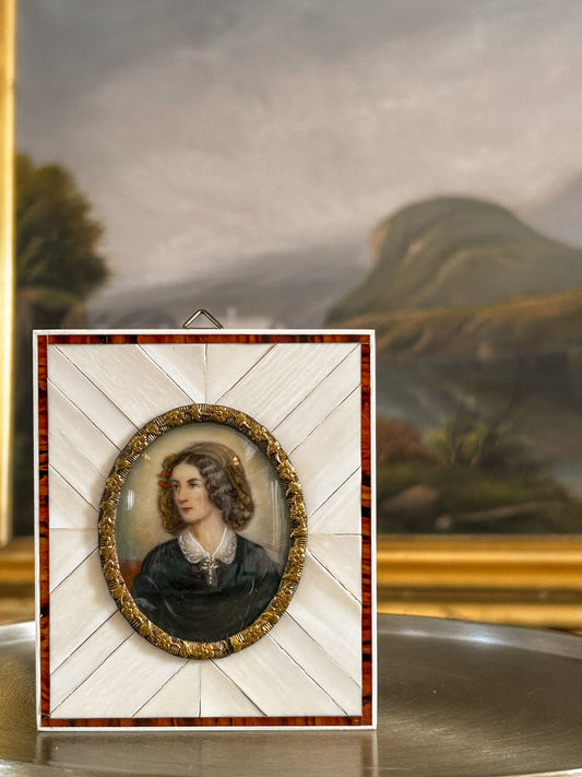 19th Century Portrait Miniature of Lola Montez on Ivory, Attributed to Johann Joseph Stieler