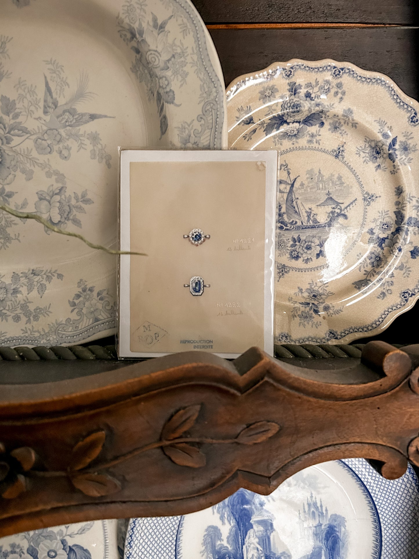 Antique French Jewelry Sketch | Sapphire