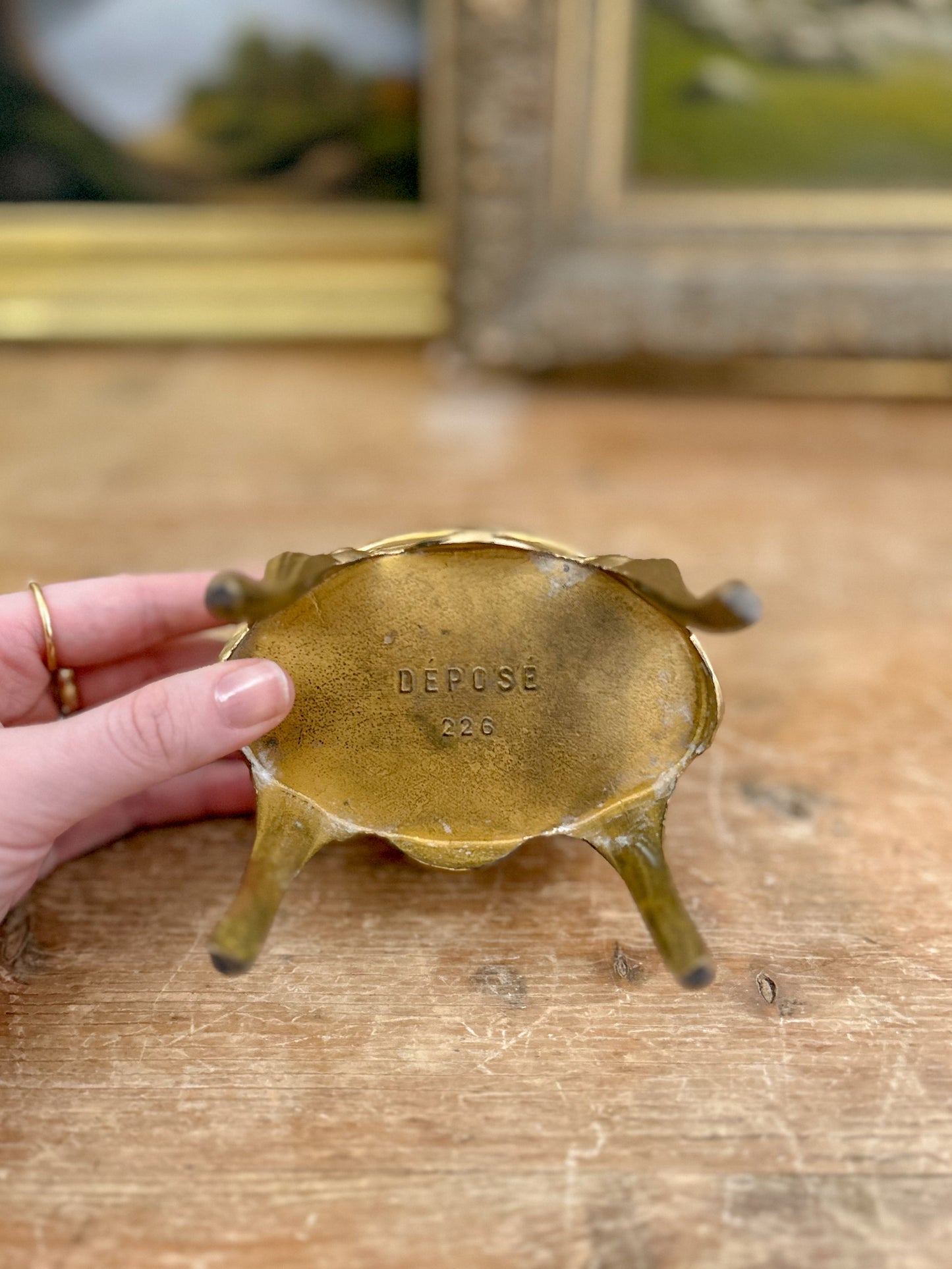 Small French Gilt Bronze Jewelry Box on Legs