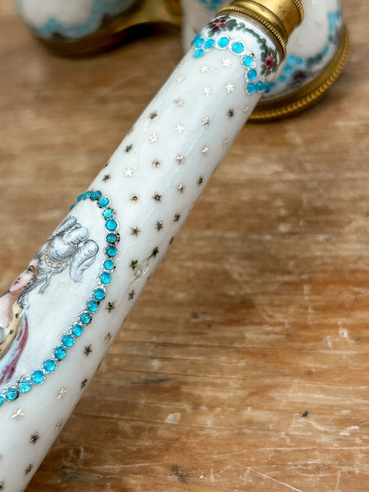 Antique French Enamel Opera Glasses with Portrait Panels