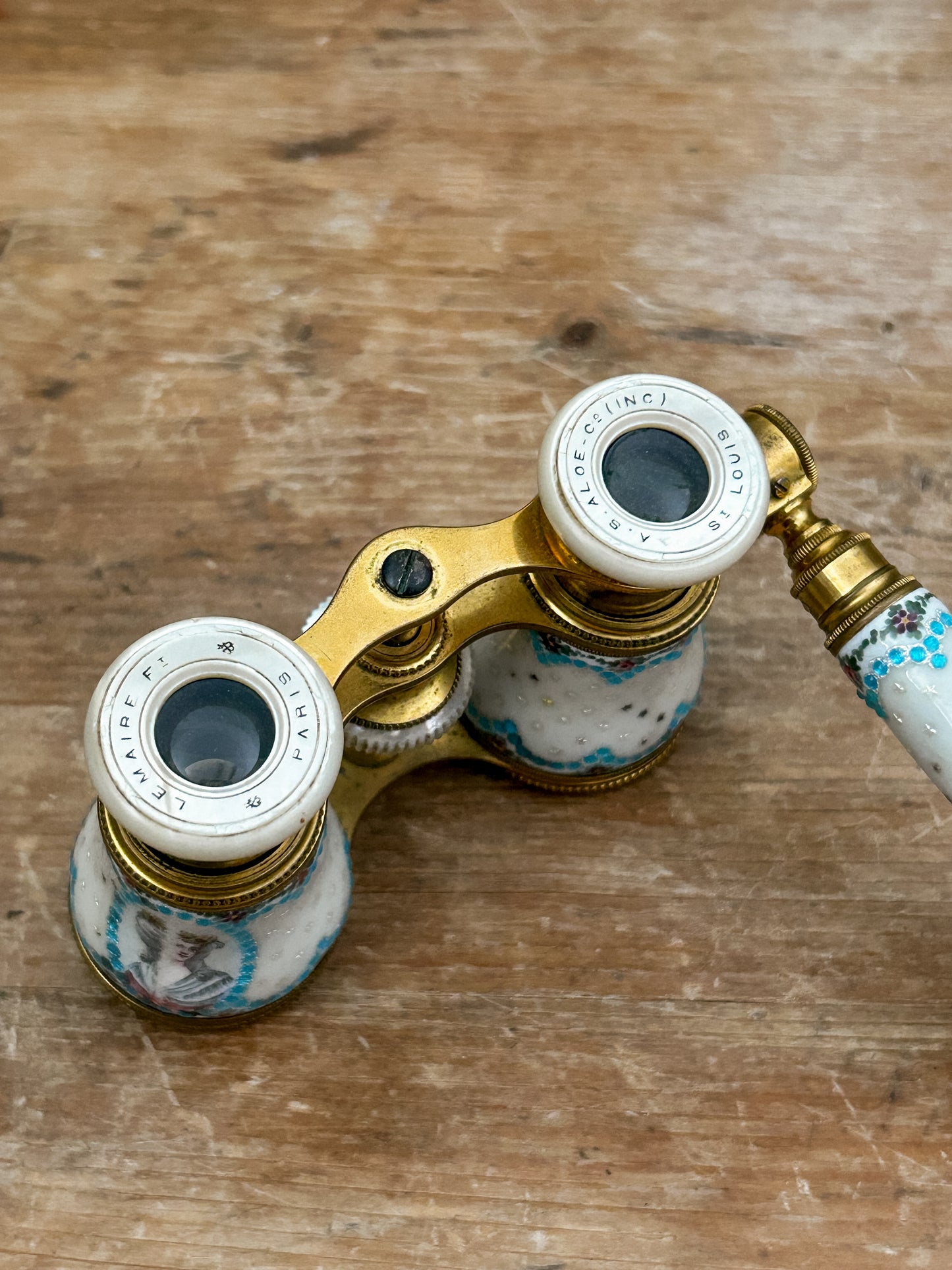 Antique French Enamel Opera Glasses with Portrait Panels