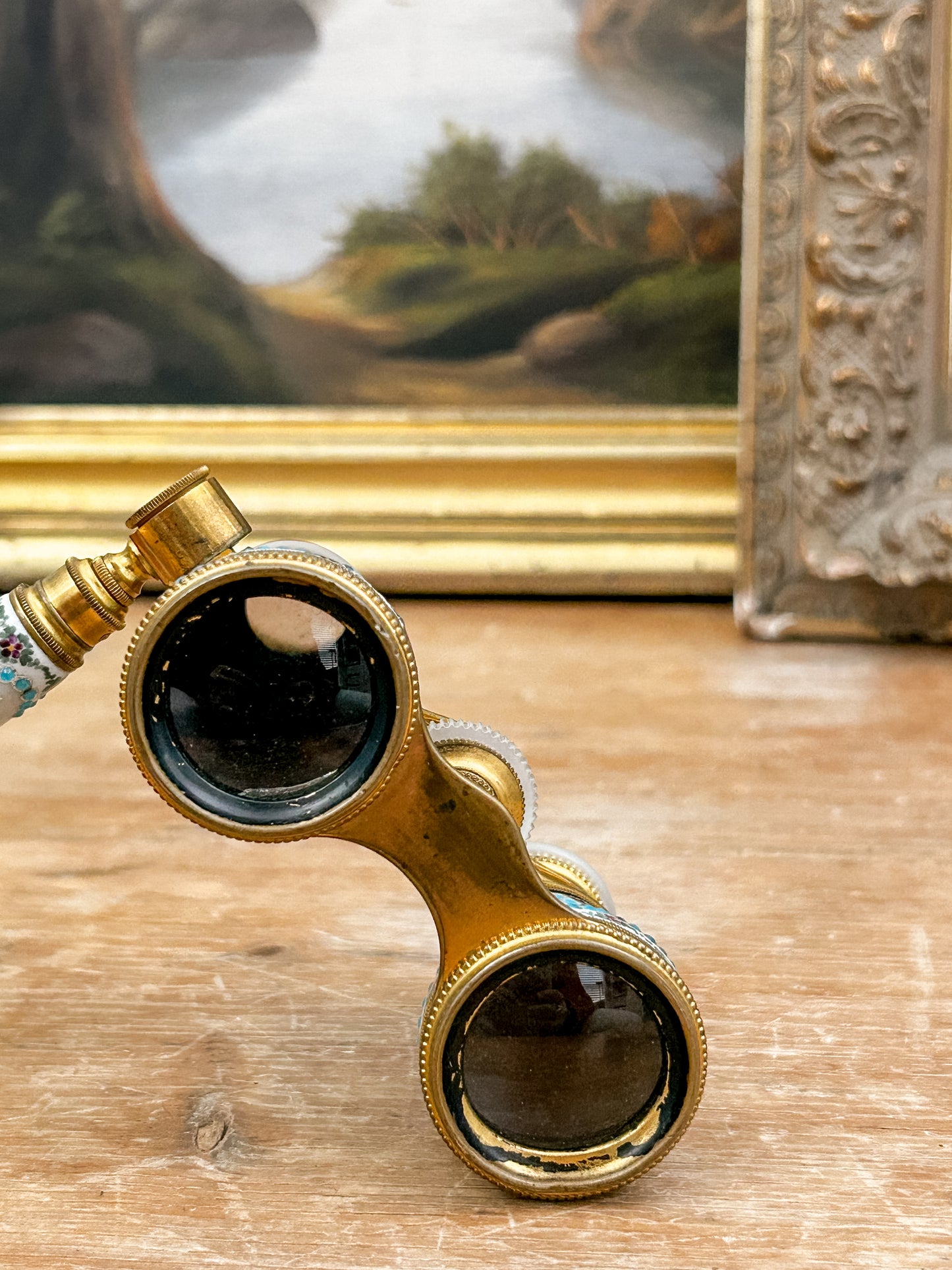 Antique French Enamel Opera Glasses with Portrait Panels