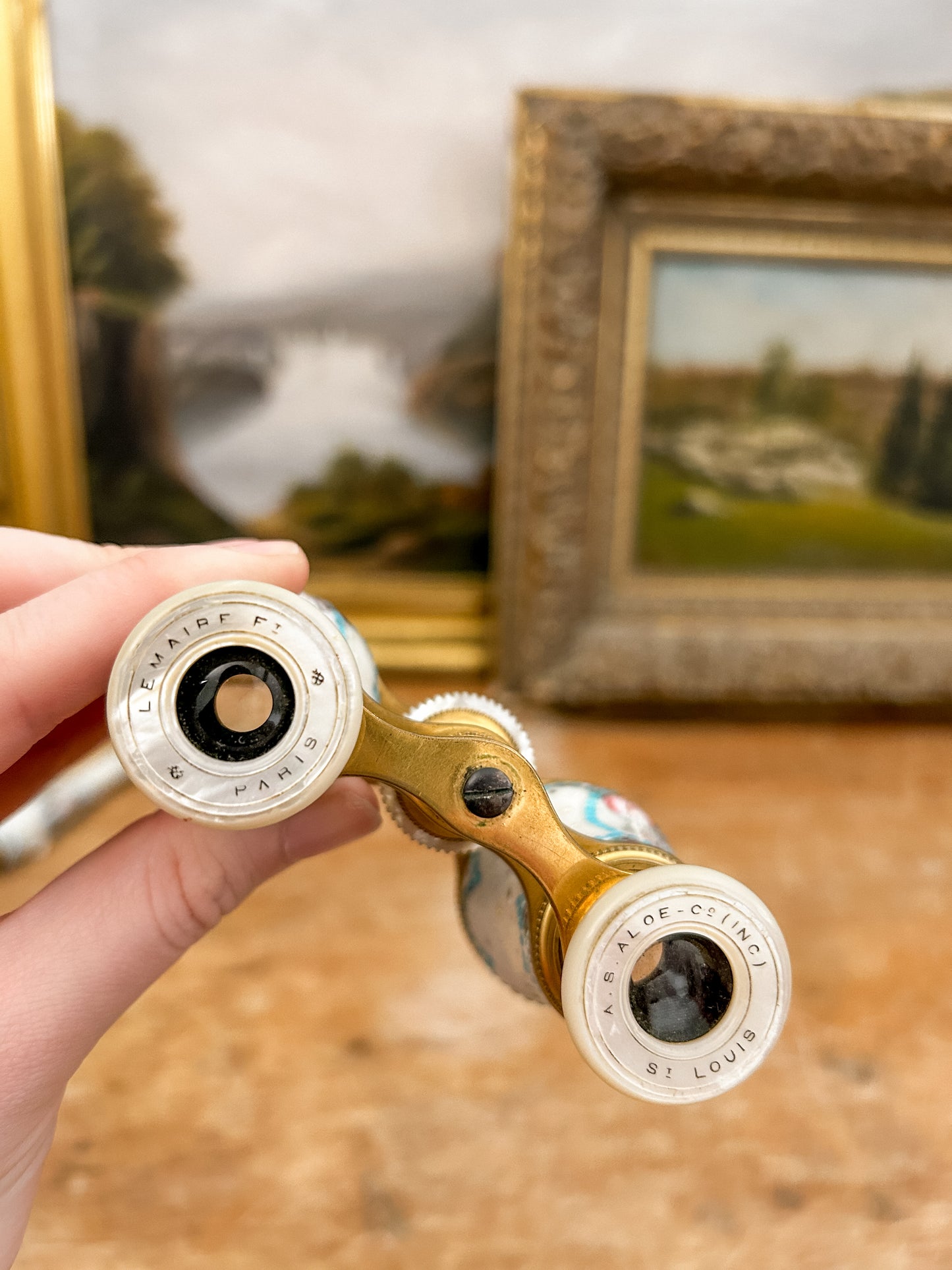 Antique French Enamel Opera Glasses with Portrait Panels