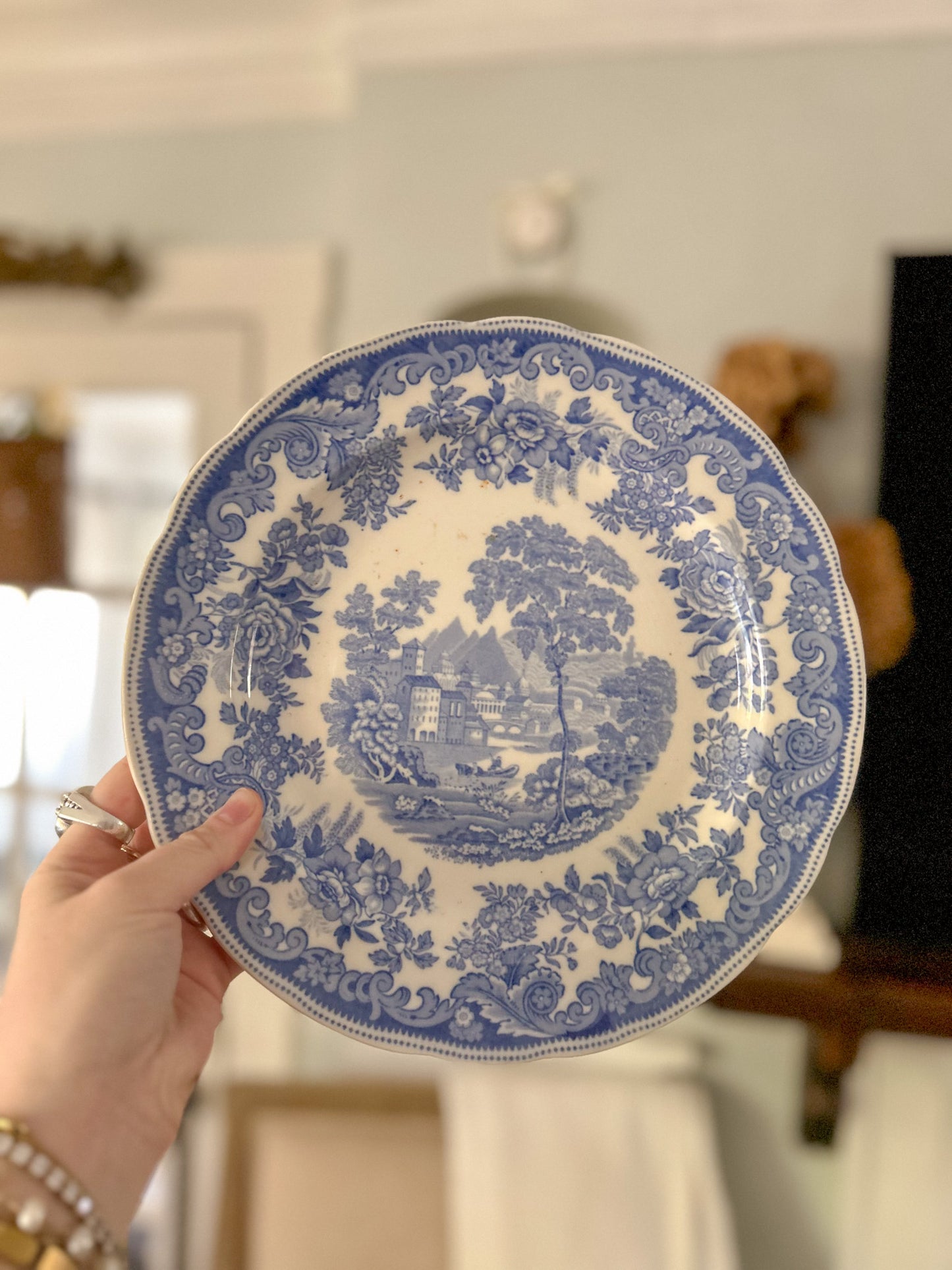 19th-Century Copeland Late Spode "Severn" Blue Transferware Dinner Plate