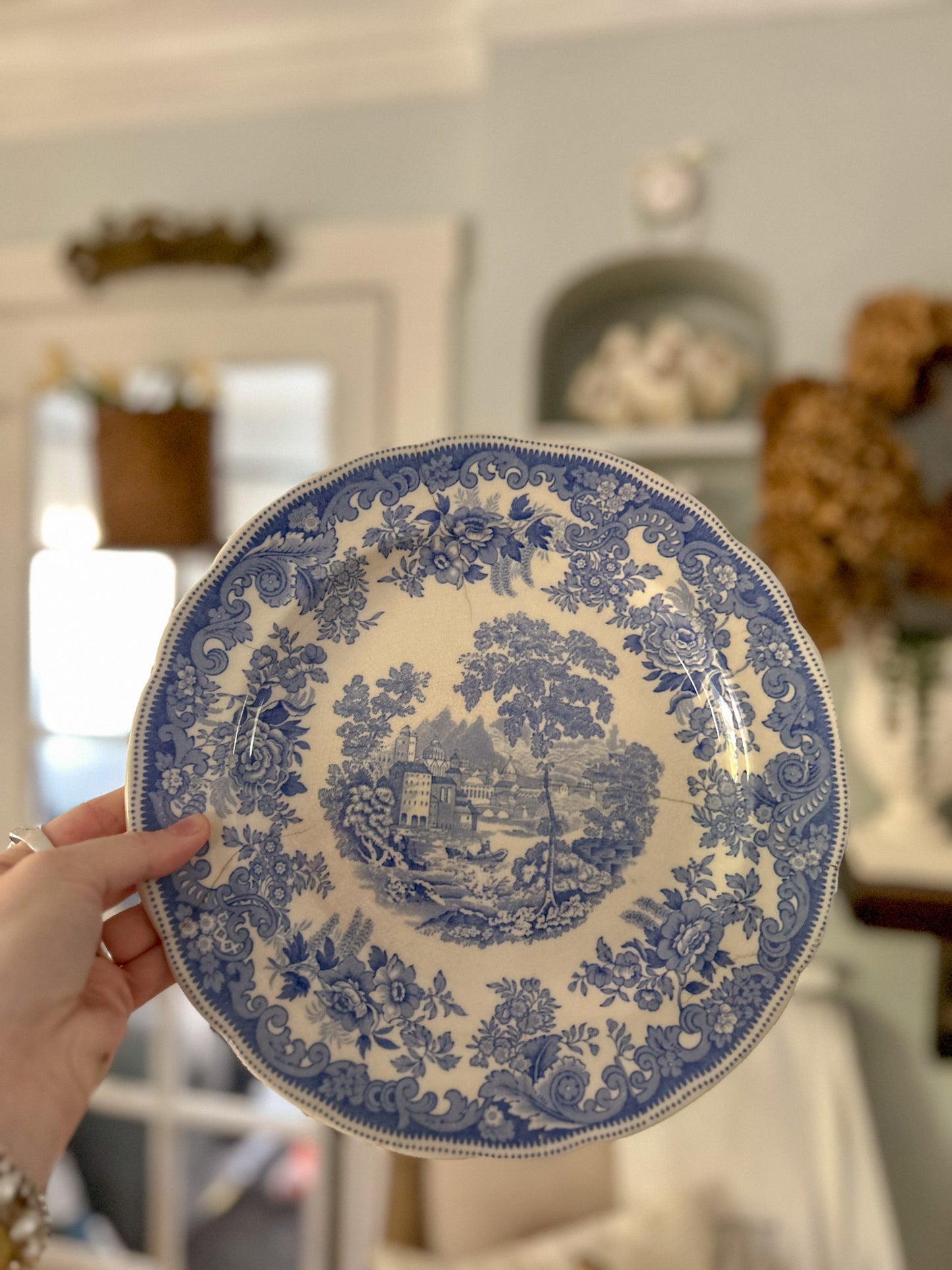 19th-Century Copeland Late Spode "Severn" Blue Transferware Dinner Plate