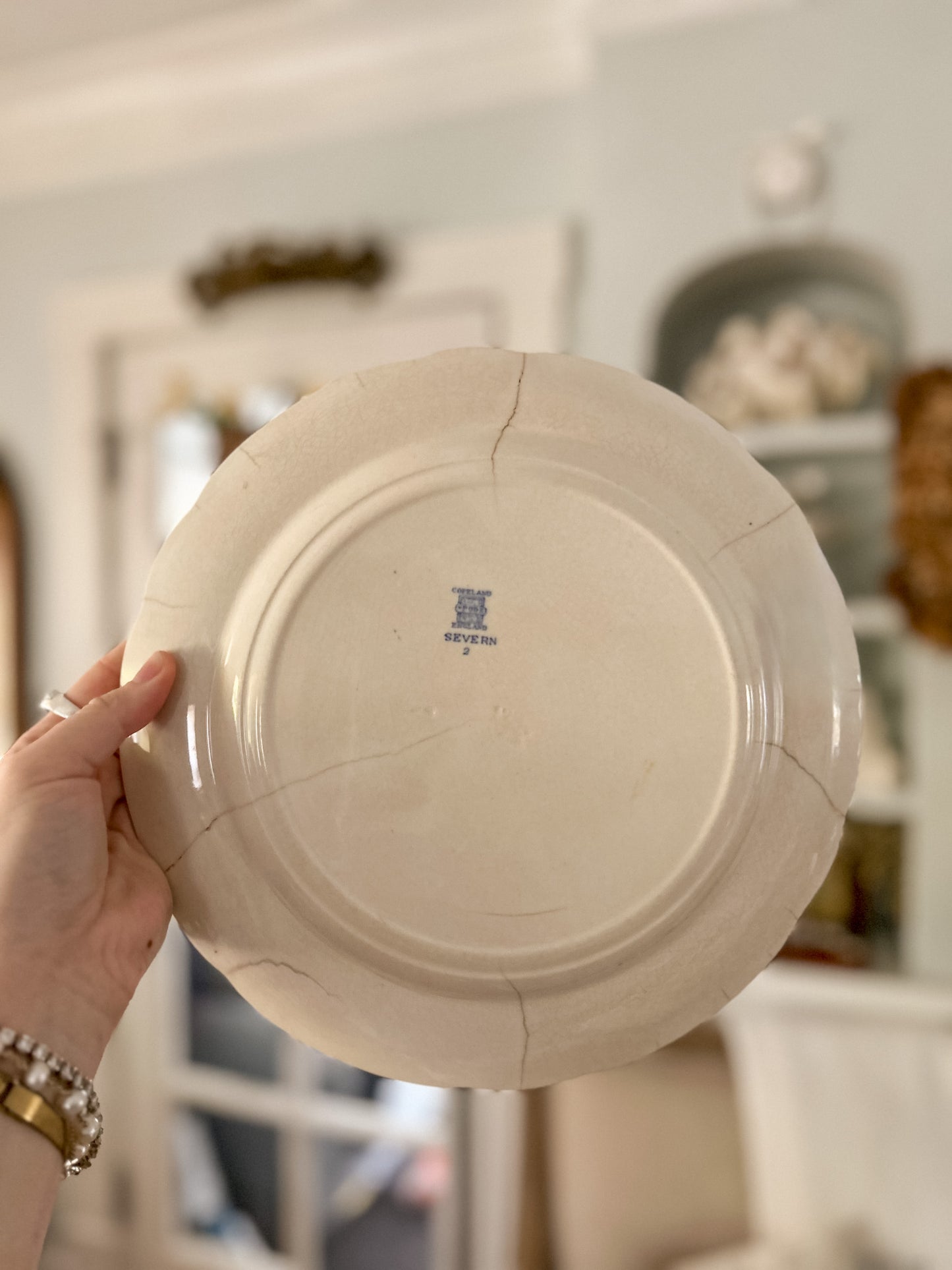 19th-Century Copeland Late Spode "Severn" Blue Transferware Dinner Plate