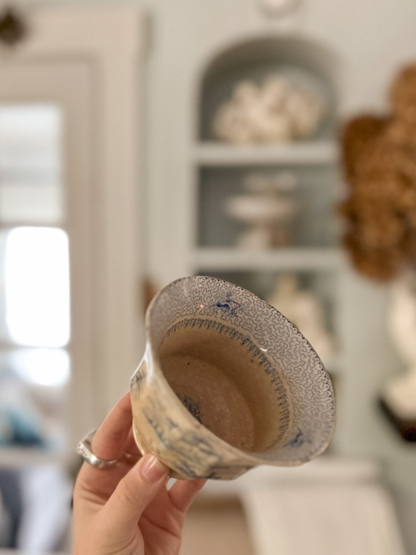 19th-Century Blue and White Transferware Tea Bowl/ Handle-less Cup