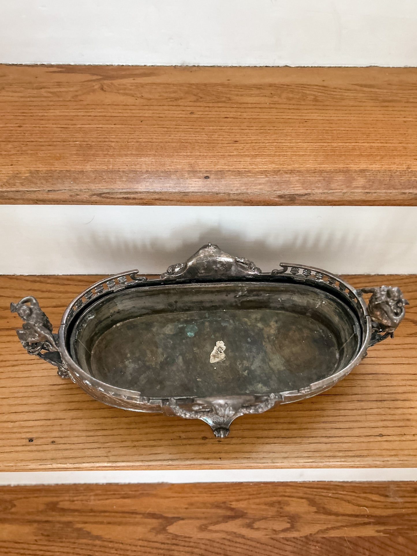 19th-Century Silverplated Figural Jardiniere with Double-Tailed Sirens