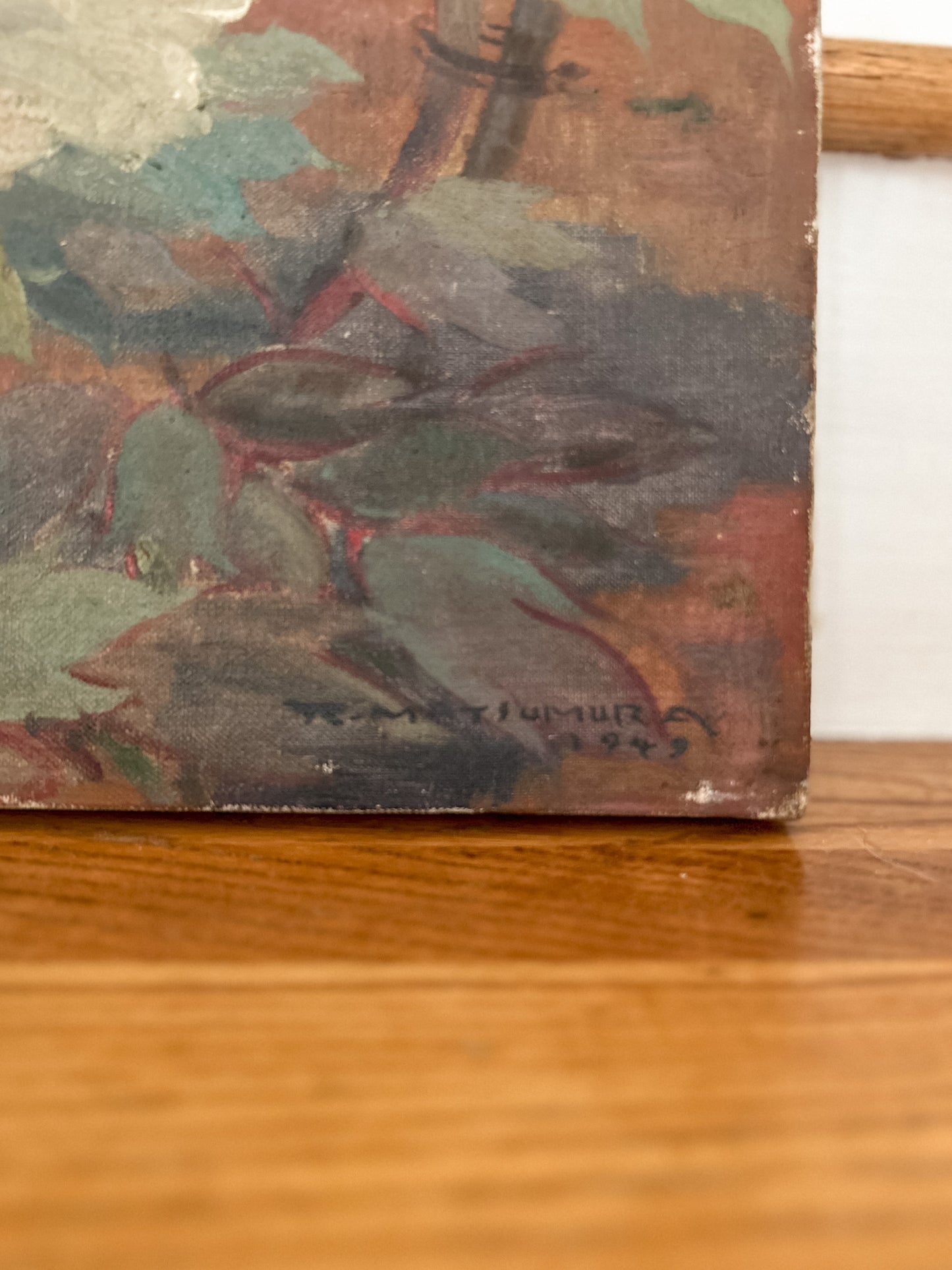 Vintage Floral Still Life of a White Peony | Oil on Canvas