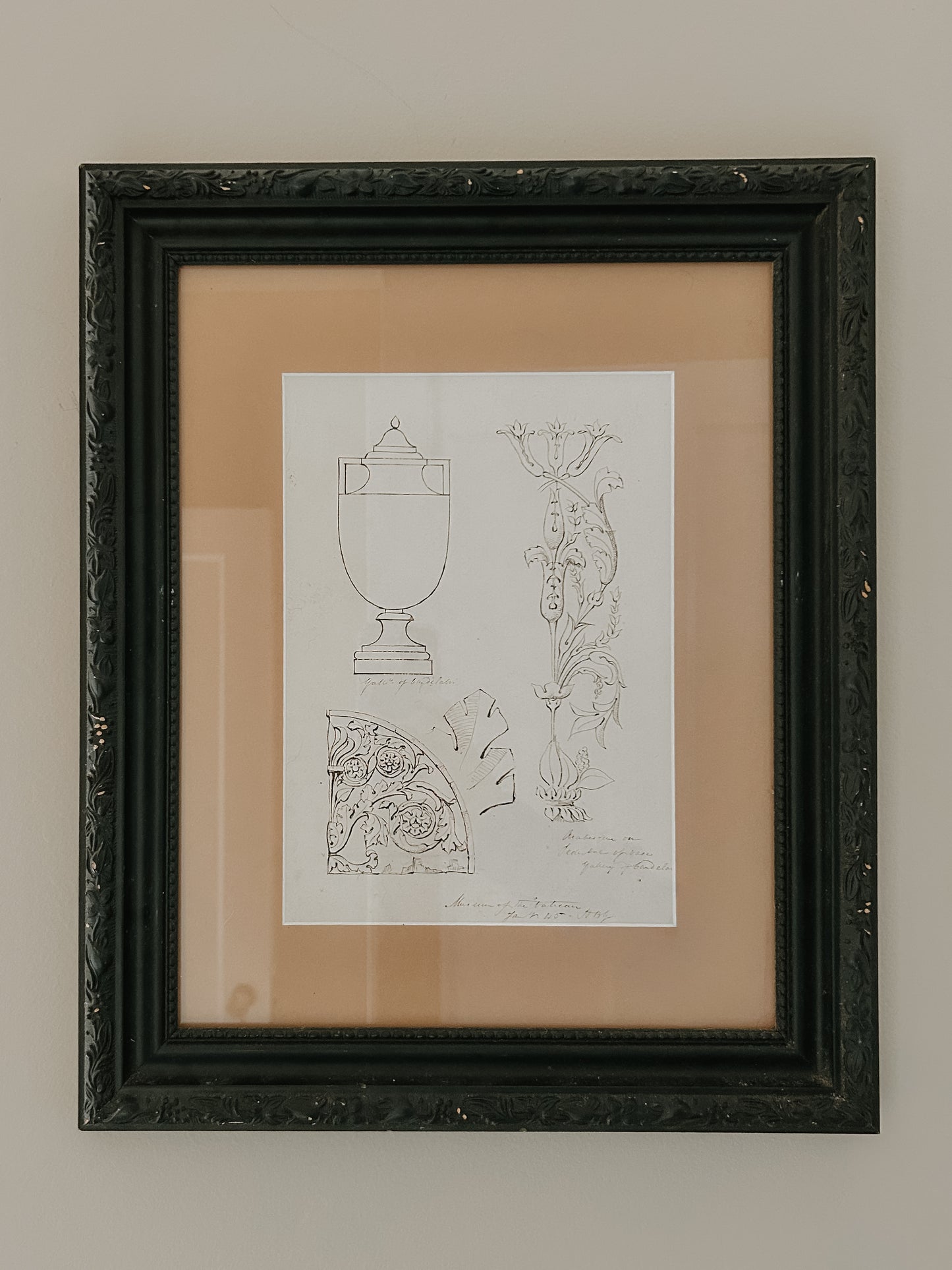 19th-Century Sketch of Vatican Motifs by HB Garling