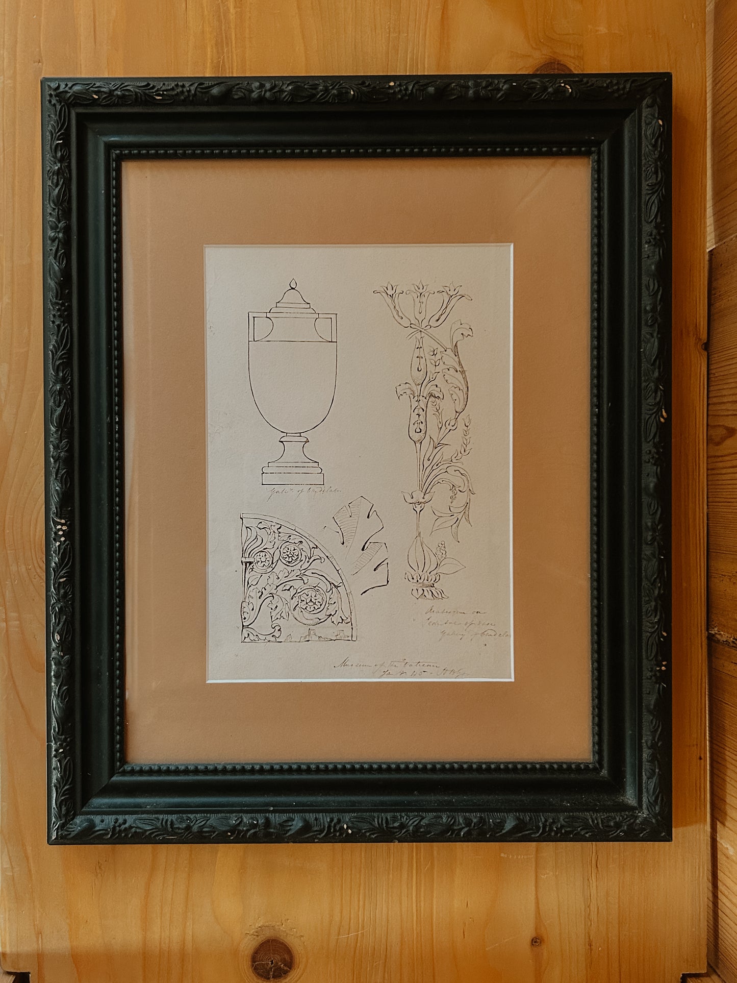 19th-Century Sketch of Vatican Motifs by HB Garling