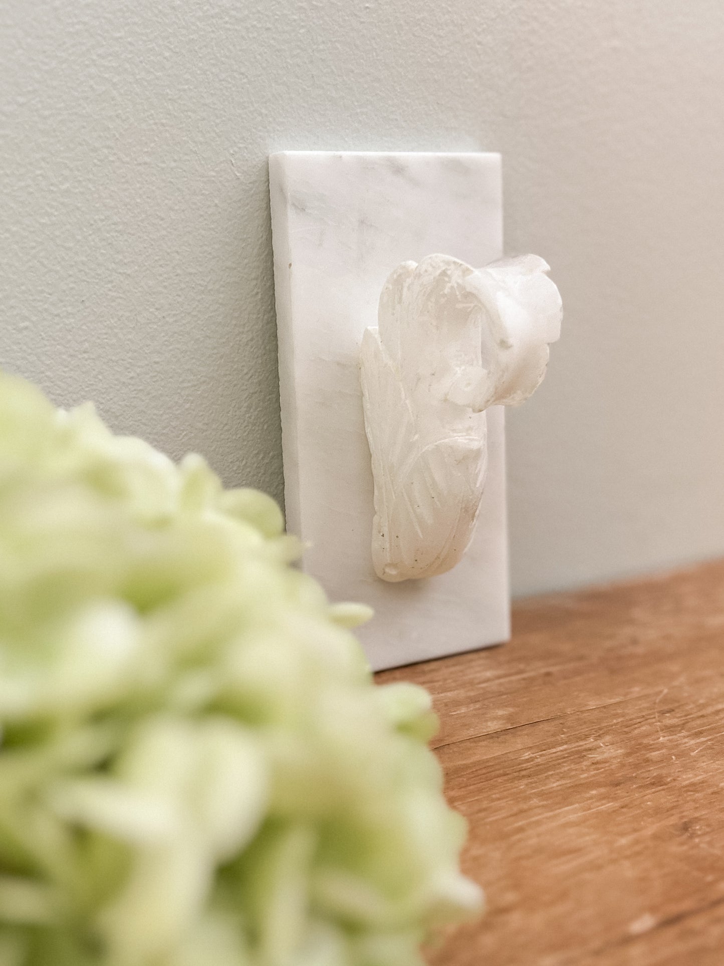 Alabaster Acanthus Leaf on Marble Base