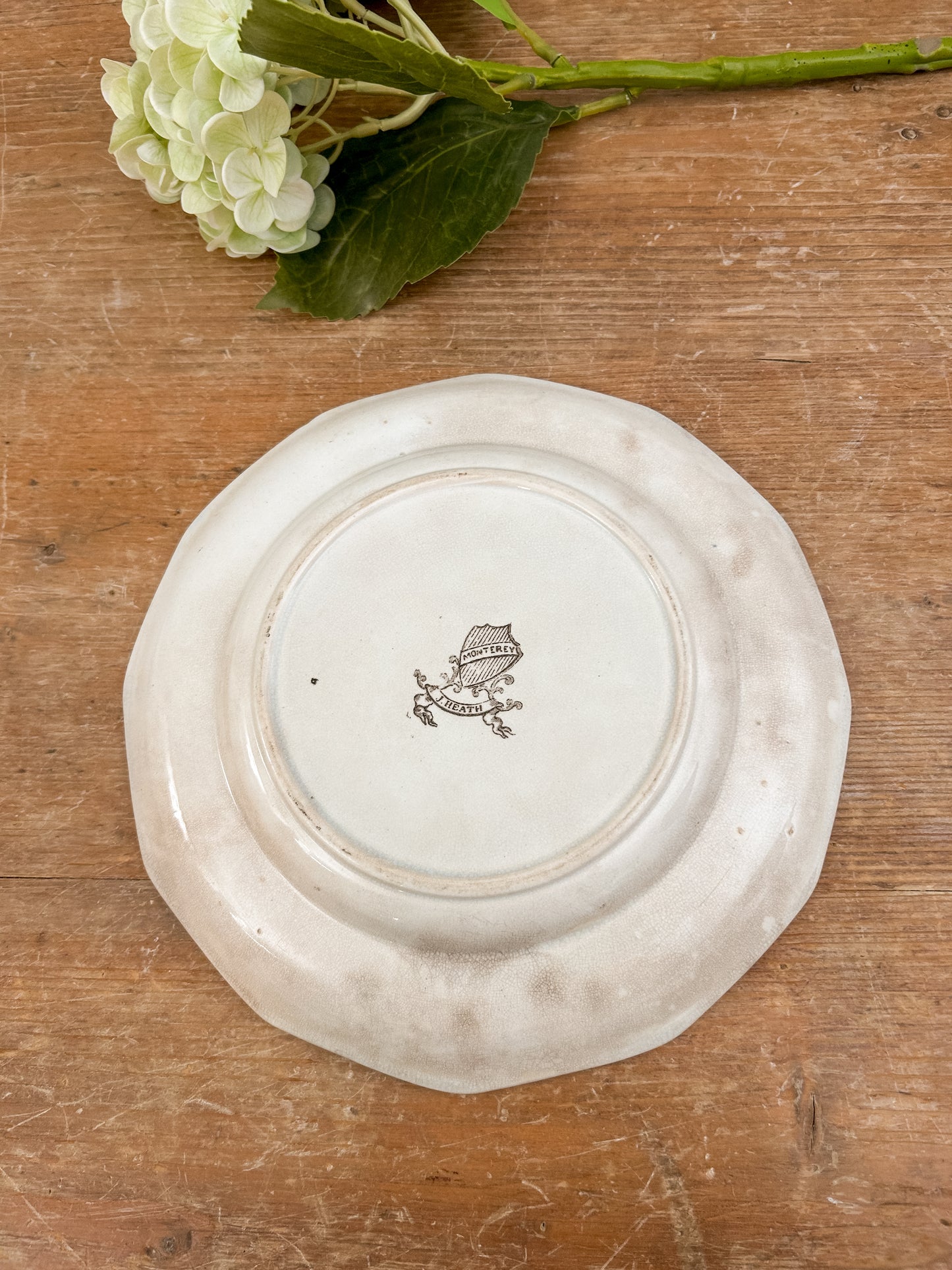 Antique English Transferware Plate – “Monterey” by J. Heath