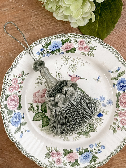 Vintage Key Tassel – Sage Green with Pom Detail