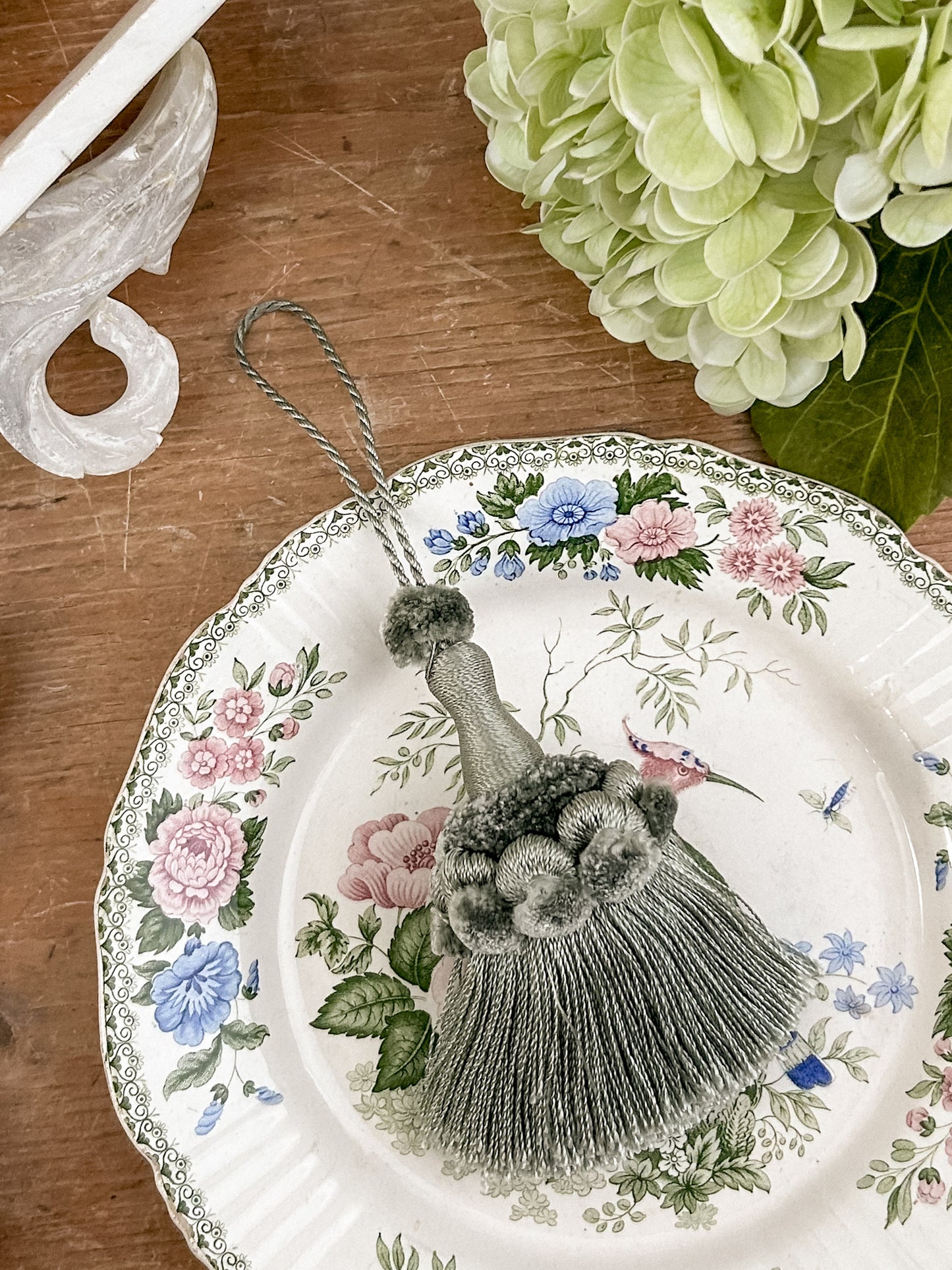 Vintage Key Tassel – Sage Green with Pom Detail