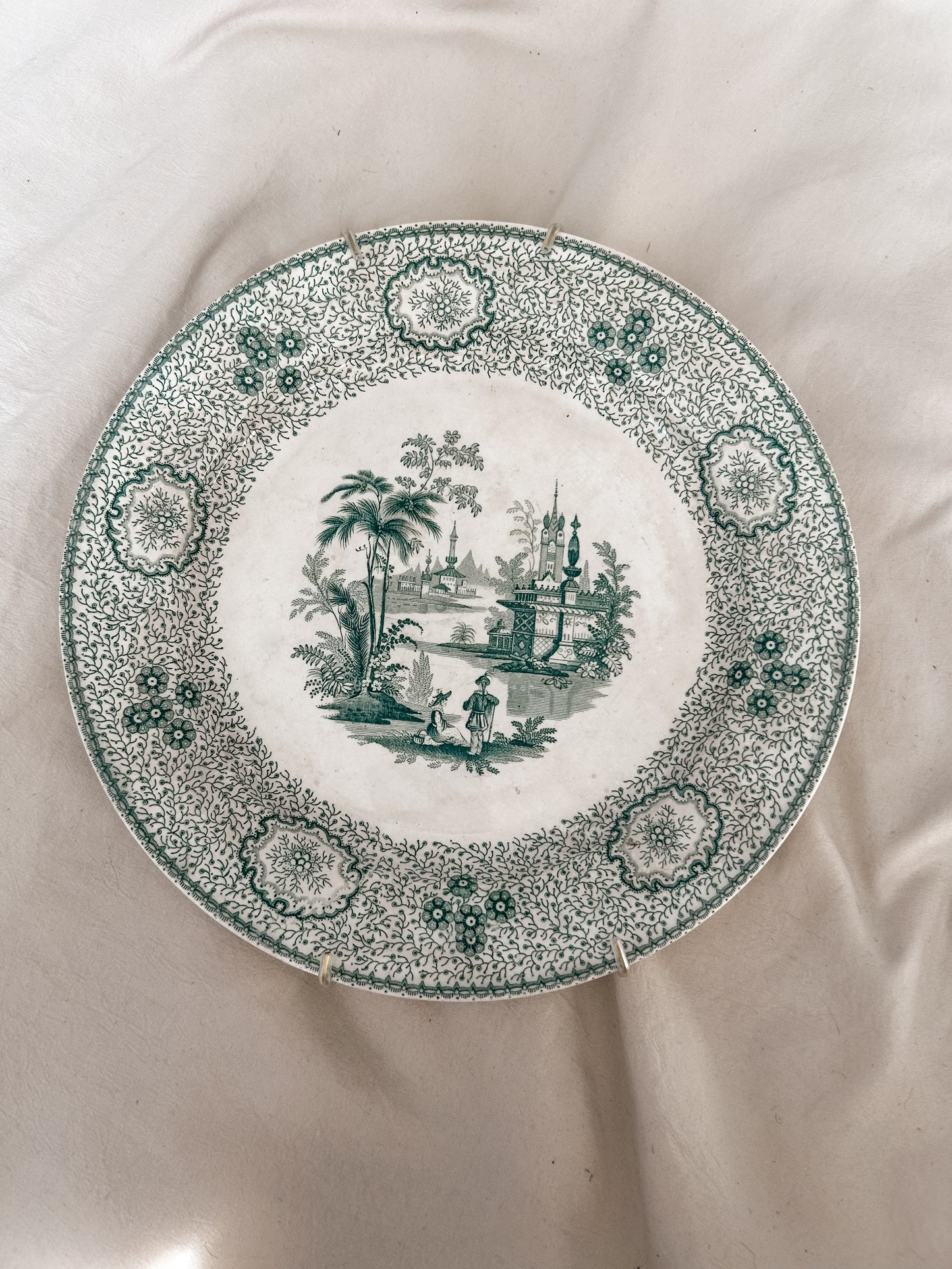 Antique Teal Transferware Plate