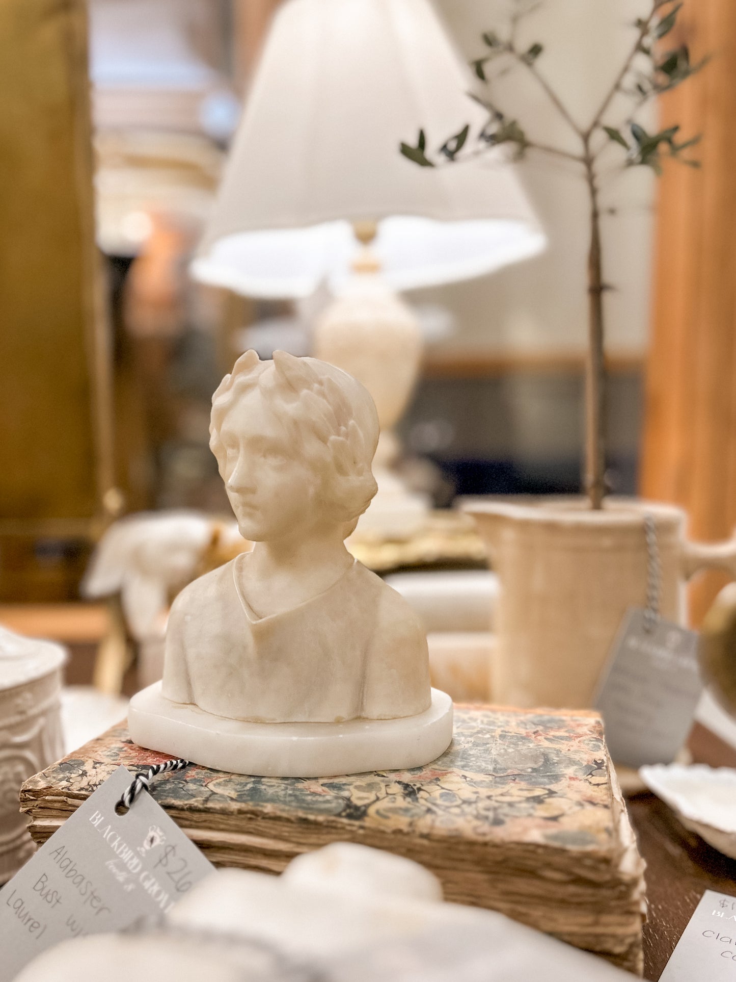 Alabaster Bust with Laurel Leaf Crown