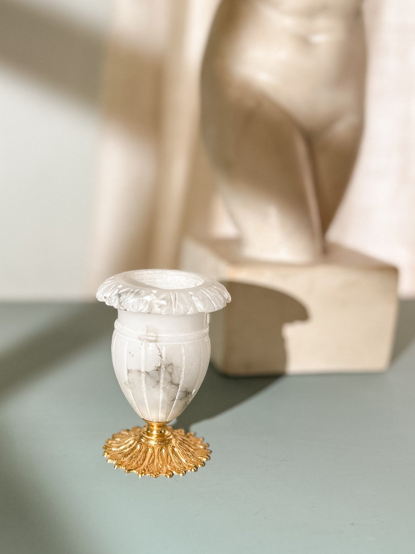 Alabaster and Gilt Metal Bud Vase