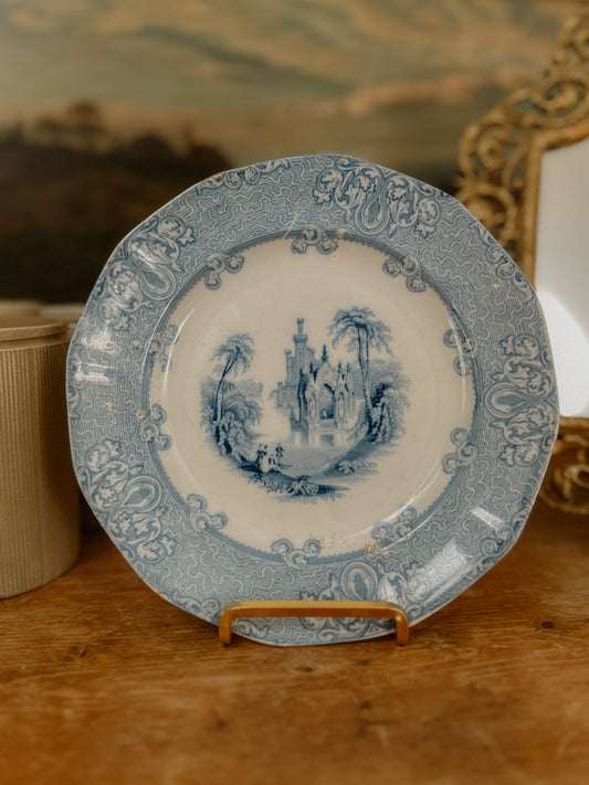 Antique French Blue and White Plate