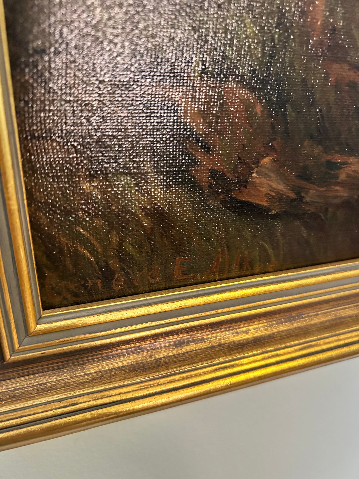 Antique Pastoral with Cows Oil on Board