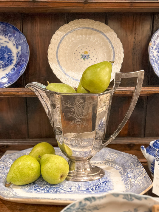 Antique Engraved Silver Plate Pitcher