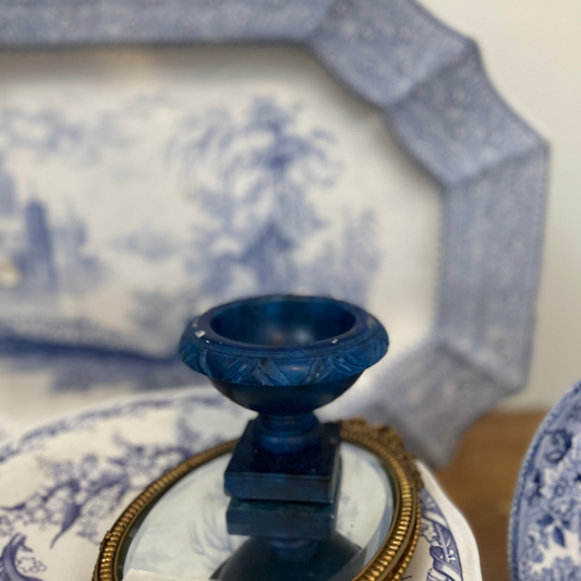 Italian Dark Blue Mini Bird Bath Compote