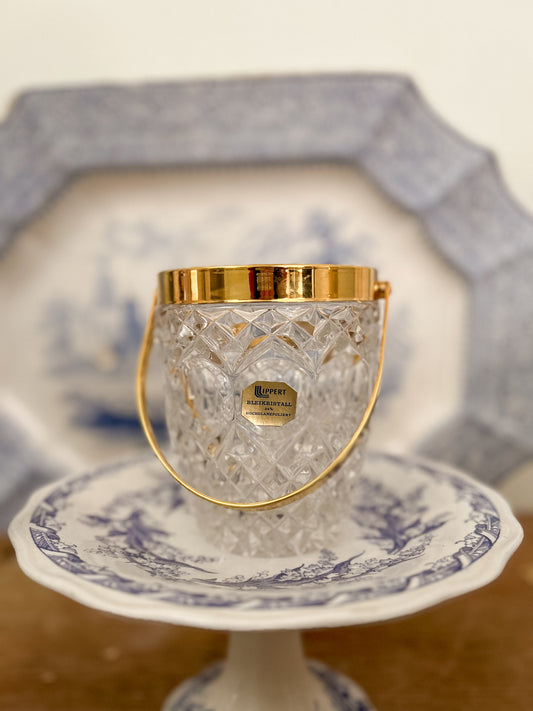Small Crystal and Brass Ice Bucket