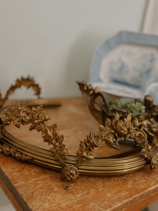 Brass Bed Crown Canopy with Laurel/ Swag Details