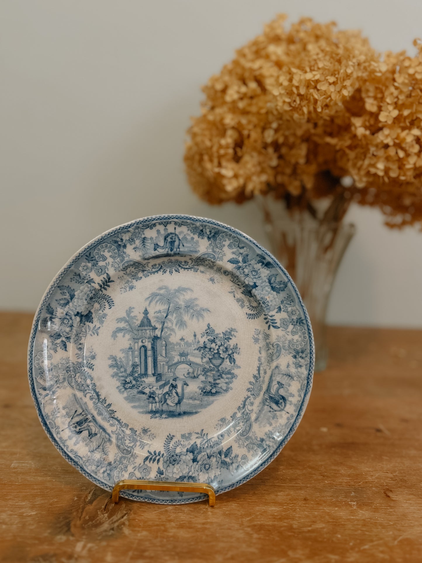 Antique Blue and White "Asiatic Views" Plate