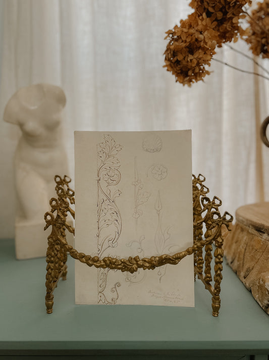 HB Garling Architectural Sketch – Ornamental Floral and Shell Motifs, 1845