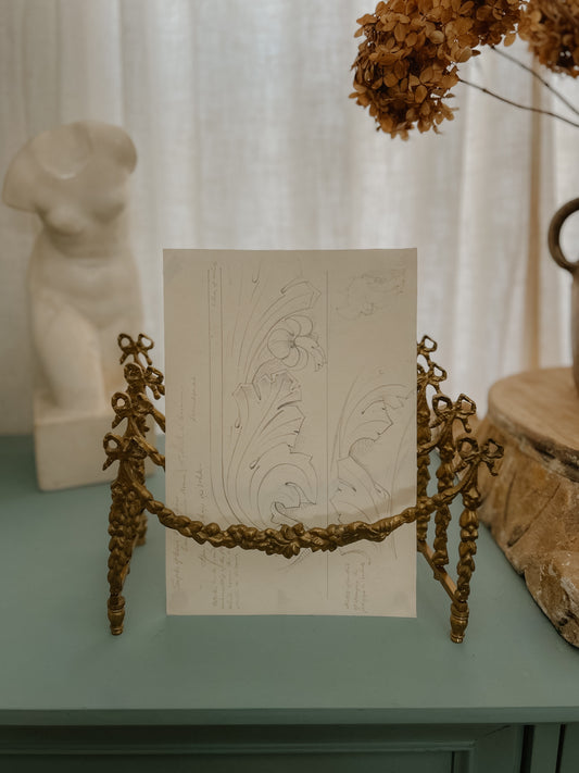 HB Garling Architectural Sketch – Acanthus Scroll & Capital Studies, 1849