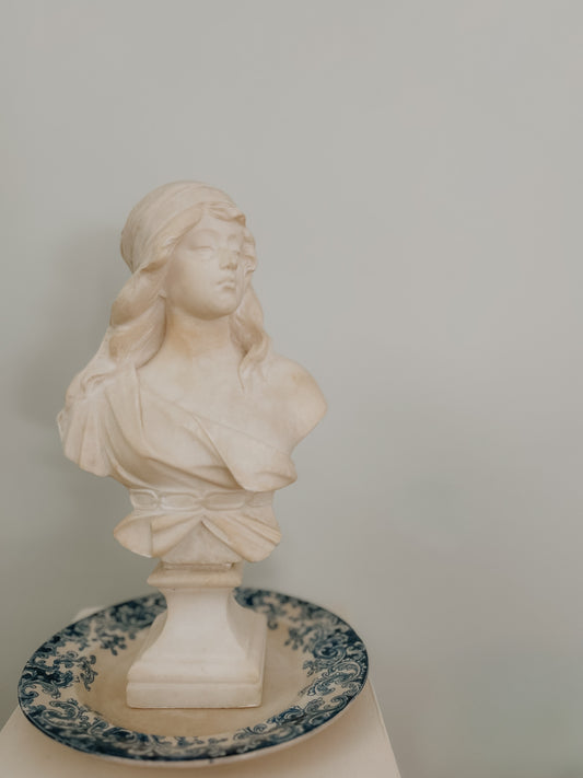 Antique Italian Alabaster Bust | Artist Signed