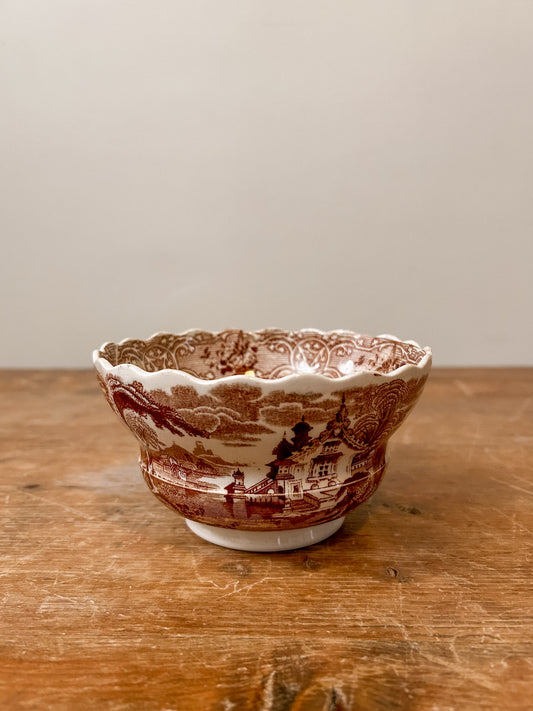 Antique Transferware Scalloped Bowl