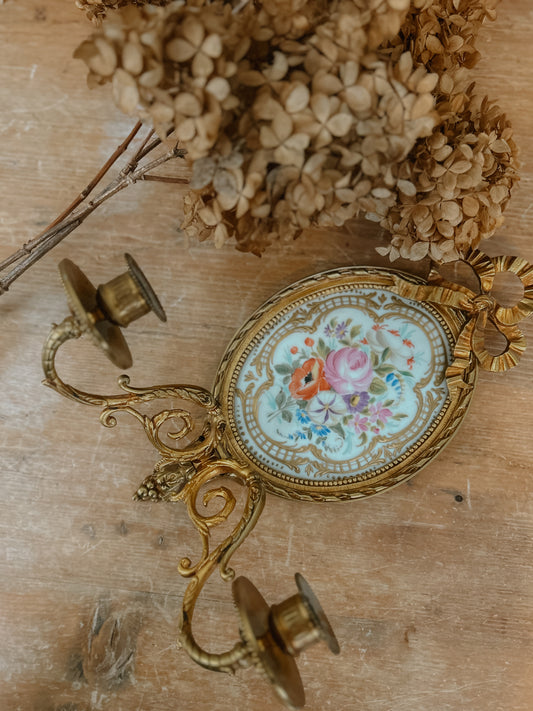 Hand Painted Porcelain 2-Arm Sconce