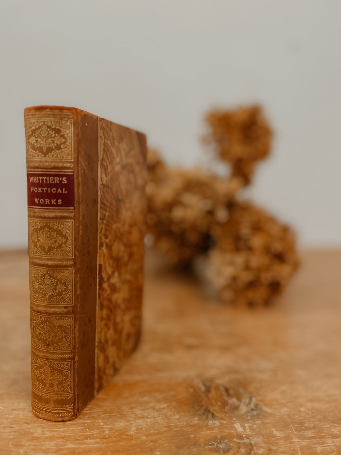 Whittier's Poetical Works Partial Leather Book