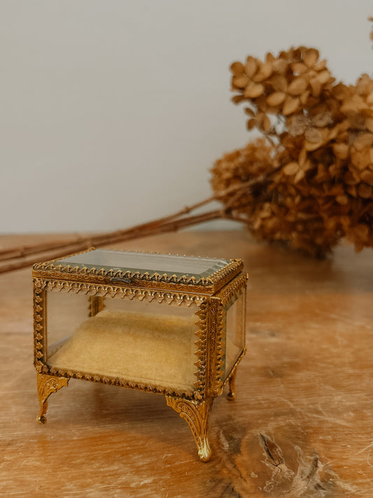 Beveled Glass and Brass Ring Box