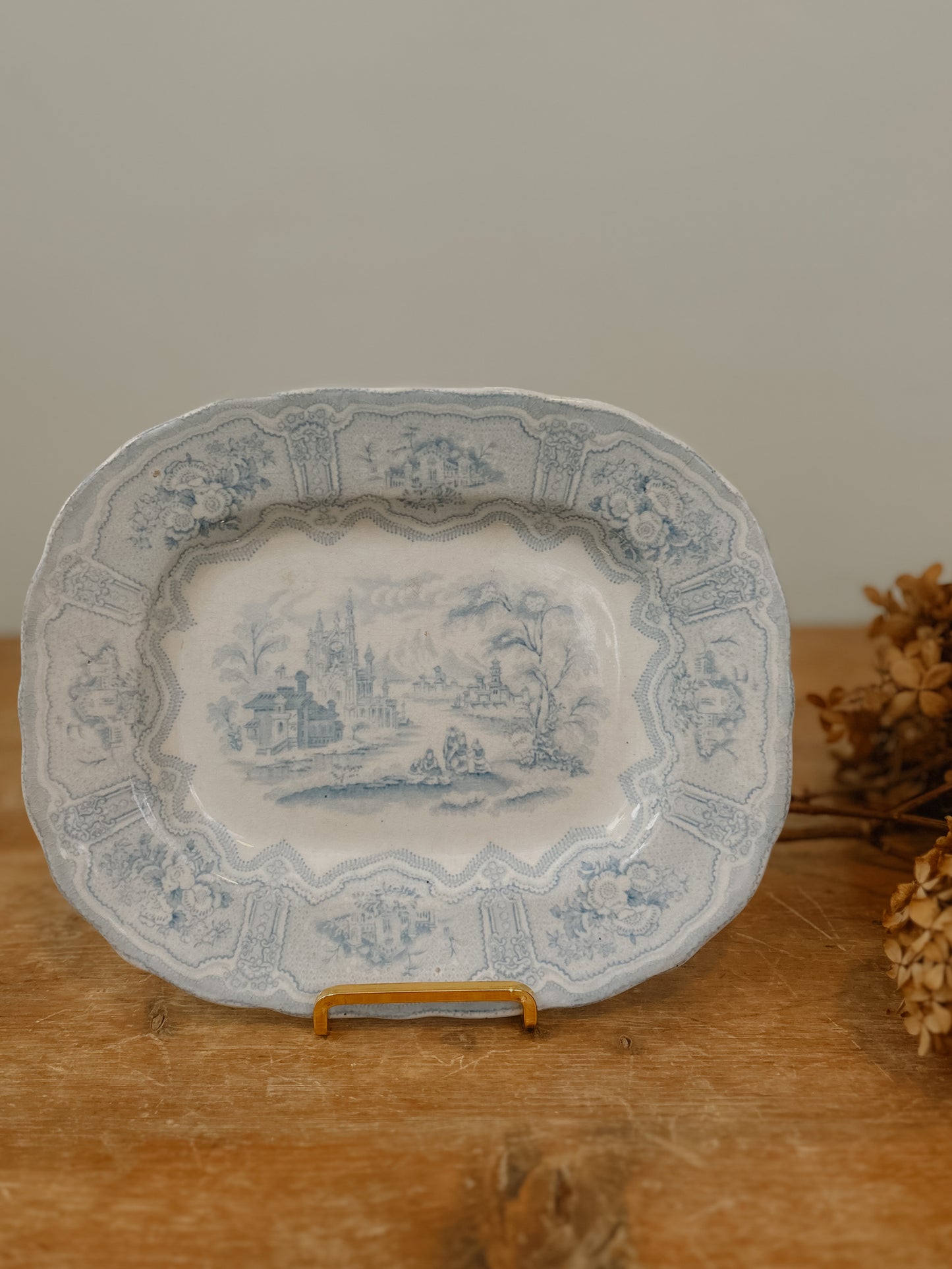 Small Blue Antique Transferware Platter