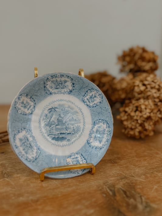Small Blue and White Oriental Pattern Bread Plate